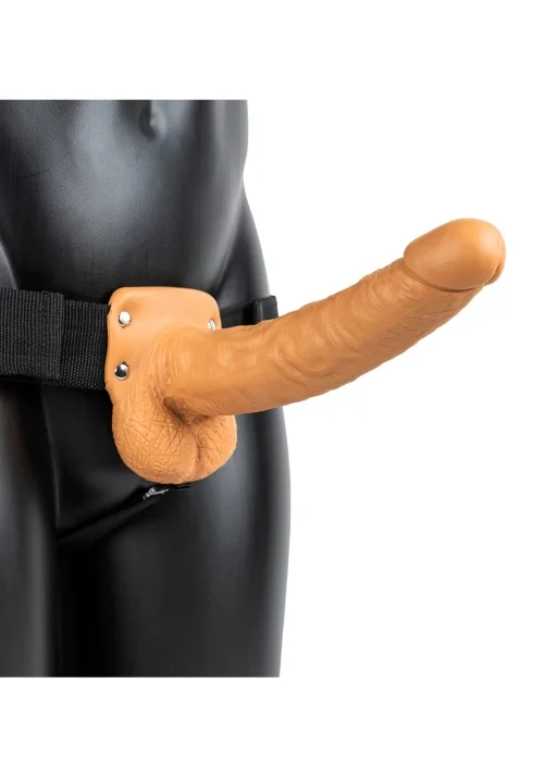 RealRock Vibrating Hollow Strap-On with Balls -23cm - kép 3