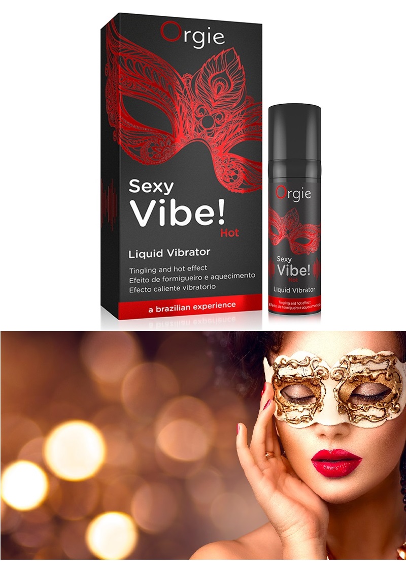 Orgie Sexy Vibe hot-folyékony vibrátor; eper ízzel-15ml.