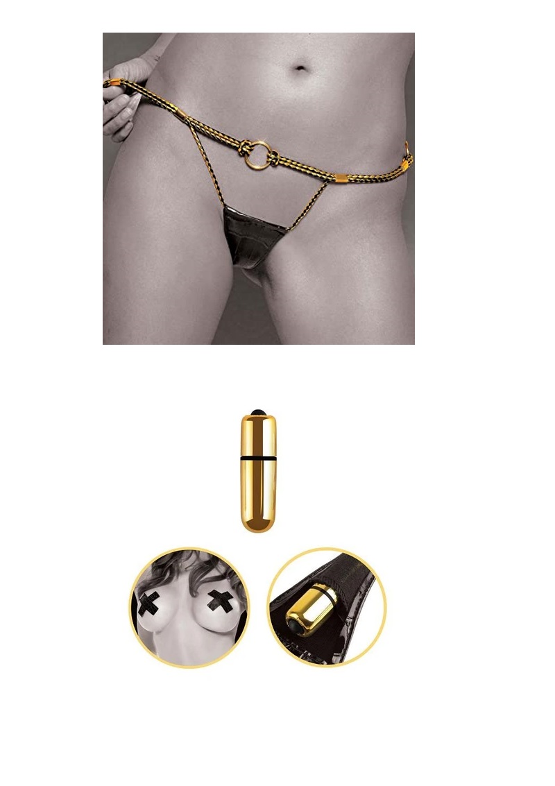 Fetish Fantasy Gold Vibrating Micro G-String Set.